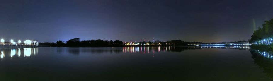 View of city at night