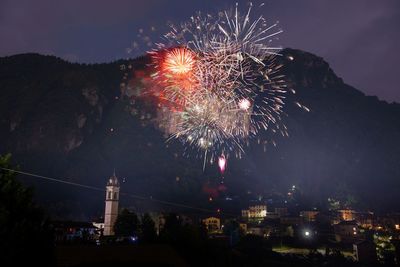 Fireworks with cornalba cliff in the background