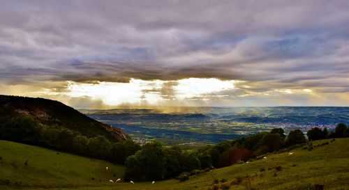 Scenic view of landscape against cloudy sky