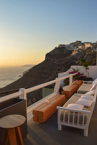 Scenic view of sea against clear sky during sunset