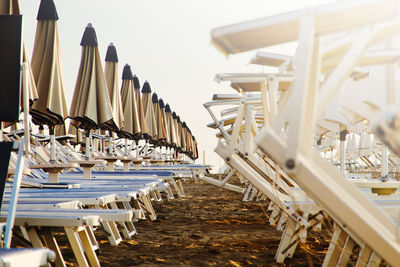 Beach umbrellas in sunlight 