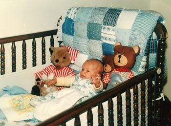 Stuffed toy on bed