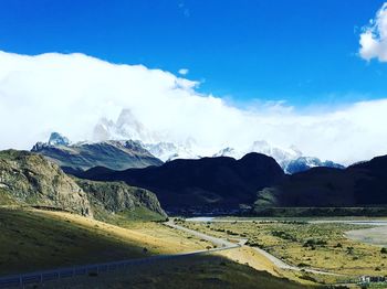 Scenic view of mountains against sky