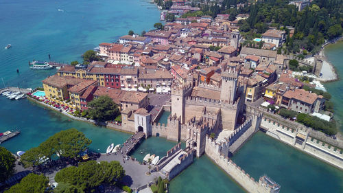 High angle view of buildings in city