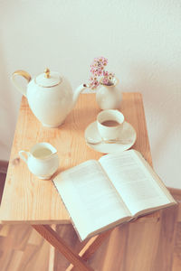 Tea set on table
