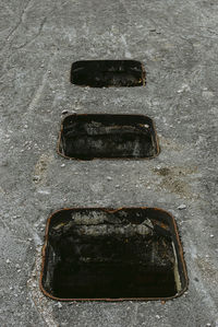 High angle view of rusty metal