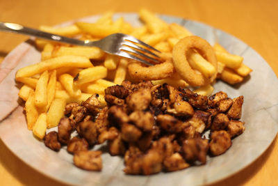 Close-up of food served in plate
