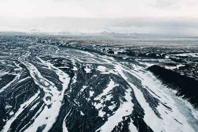 Aerial view of the volcanic desert on iceland