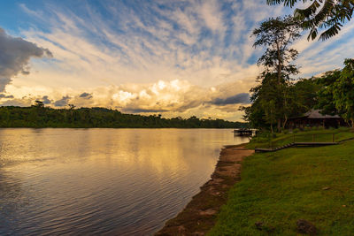 White clouds with blue sky during sunset in the amazon