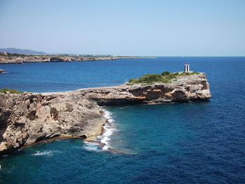 Scenic view of sea against clear sky