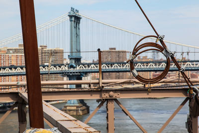 Manhattan bridge over east river in city