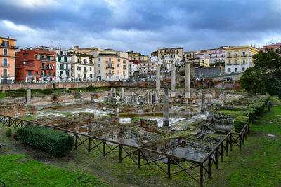 The ruins of an important temple of ancient rome in pozzuoli, italy.