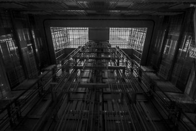 Directly below shot of illuminated ceiling in building