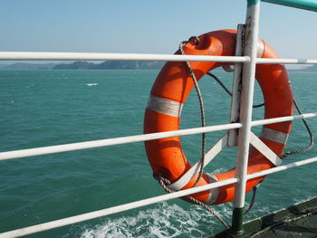 Boat on sea against sky