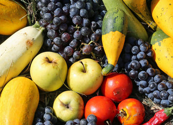 High angle view of fruits for sale at market