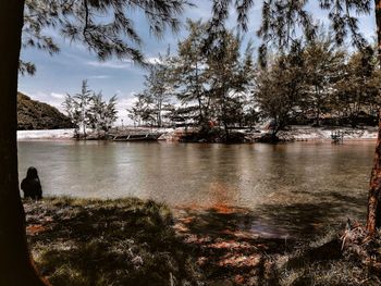 Scenic view of lake against sky