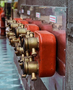 Close-up of machine part in factory