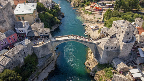High angle view of buildings in city