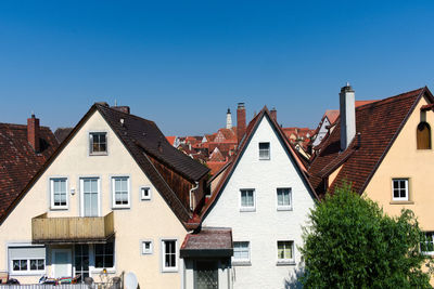 Buildings in city against blue sky