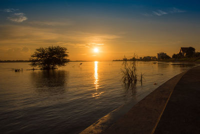 Scenic view of sea against sky during sunset