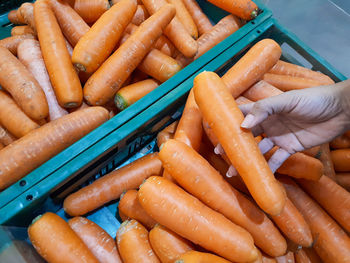 High angle view of fresh vegetables in market
