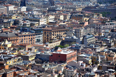 Aerial view of the city of rome, italy. drone shot of roma, above view of the buildings