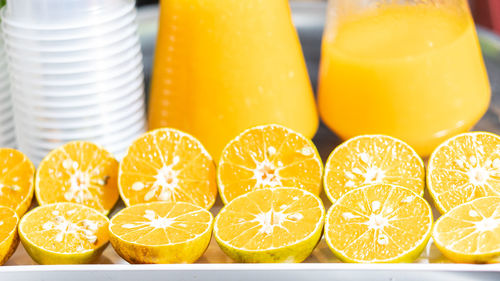 Close-up of oranges on table