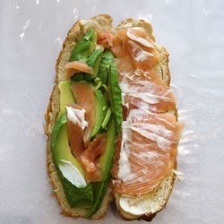 High angle view of breakfast served in plate