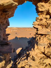 Old ruins of kssar d'ighzer, the red oasis against clear sky