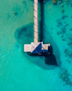 High angle view of boat in sea