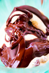 Close-up of chocolate cake in plate