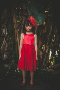 Full length portrait of girl standing outdoors