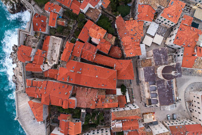 High angle view of buildings in city