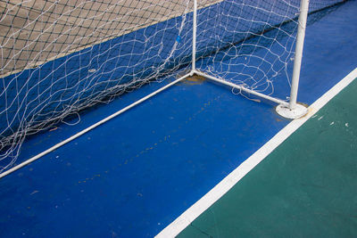 High angle view of net in court