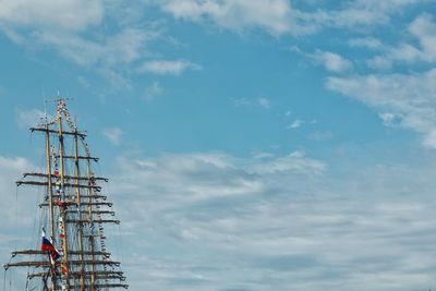 Low angle view of ship against sky