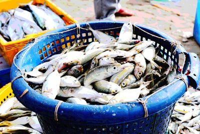 Close-up of fish for sale at market stall