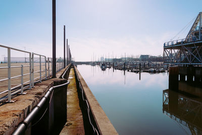 Panoramic view of bridge over river against sky