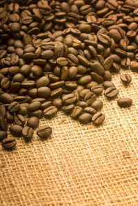 High angle view of coffee beans