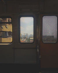 Train seen through window