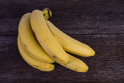 High angle view of bananas on table