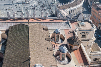 High angle view of buildings in city