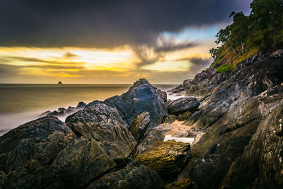 Scenic view of sea during sunset