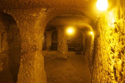 Interior of illuminated tunnel