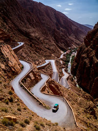 High angle view of winding road on mountain