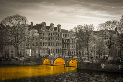 Arch bridge over river