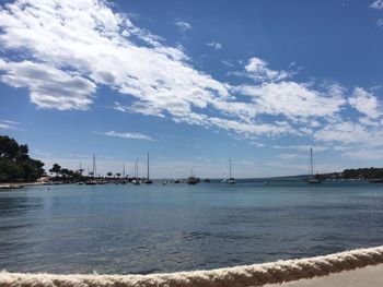 Scenic view of sea against cloudy sky