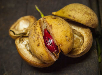 Close-up of nut on table