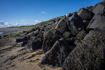 Rock formation on land against sky