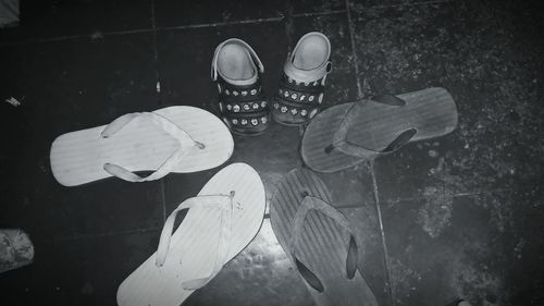 High angle view of shoes