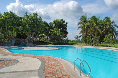 Scenic view of swimming pool against sky